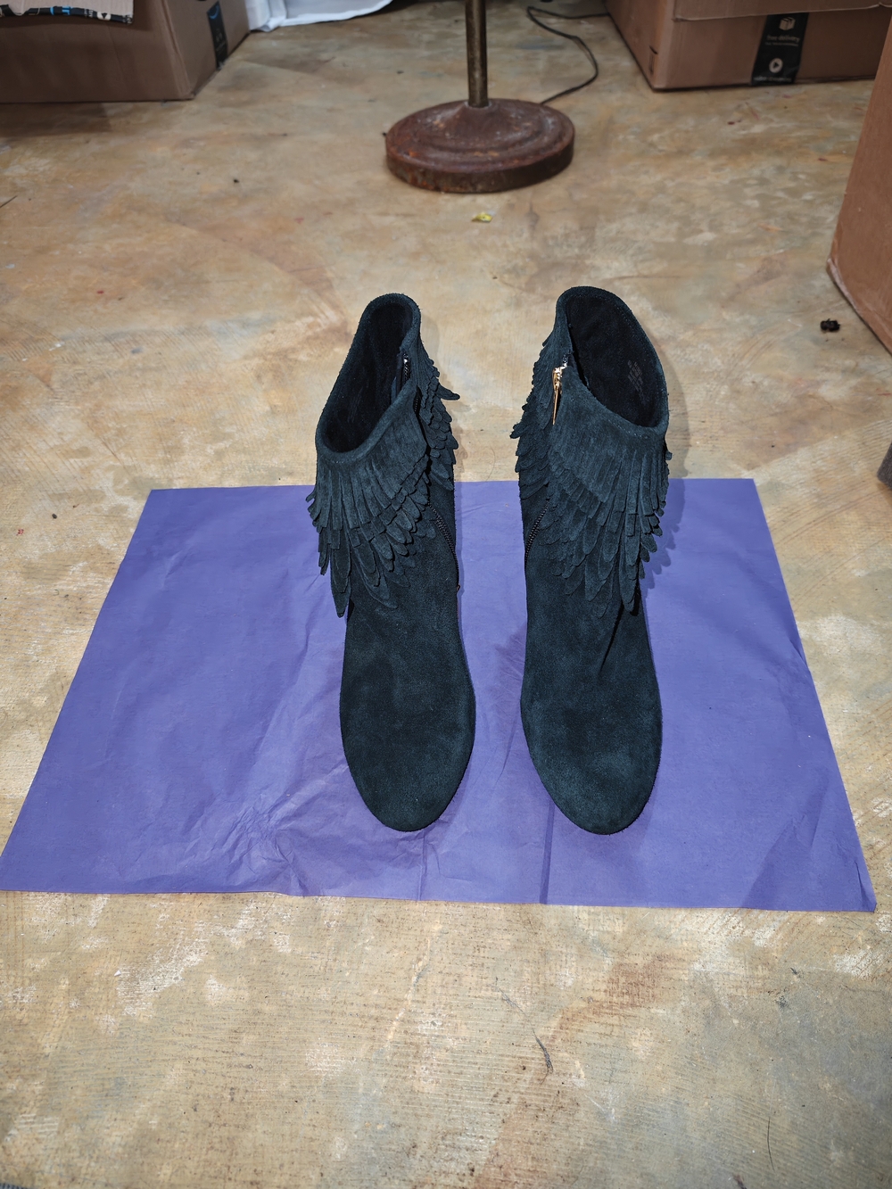 Isola Black Suede Fringe Ankle Boots